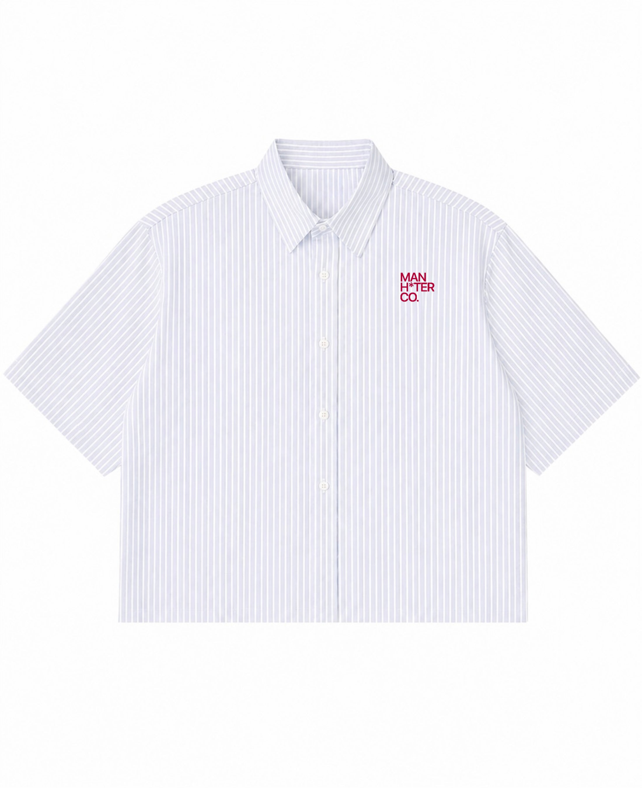 Blue Striped Oxford Boxy Shirt Front Design